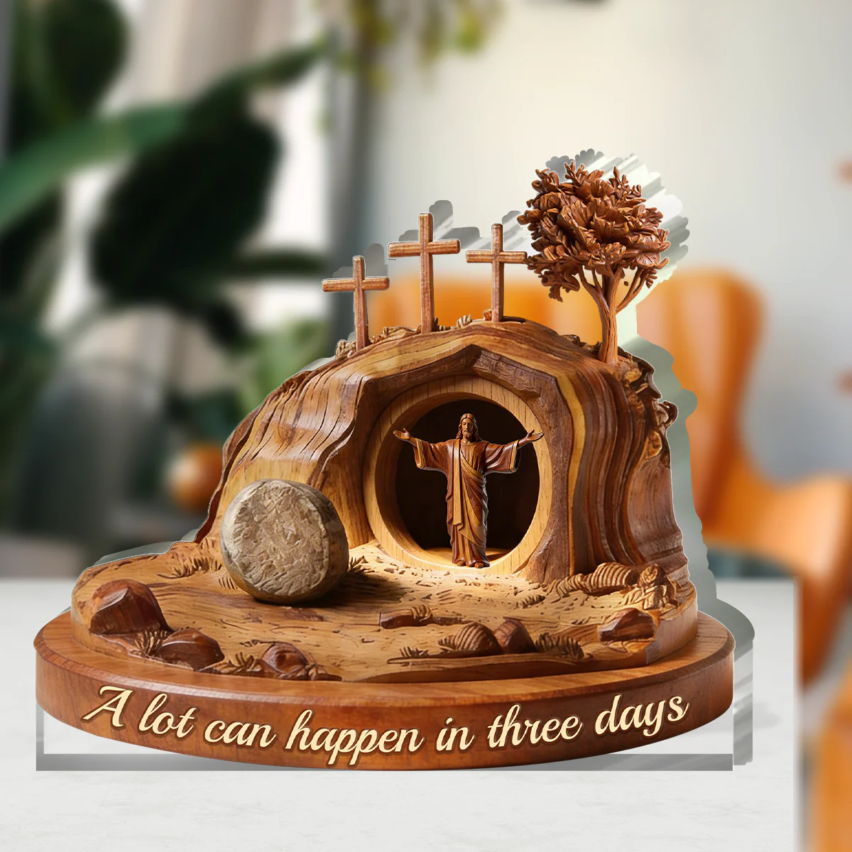 A lot can happen in three days - Custom Shaped Acrylic Plaque - Christian Gift For Him BA01 - Image 3