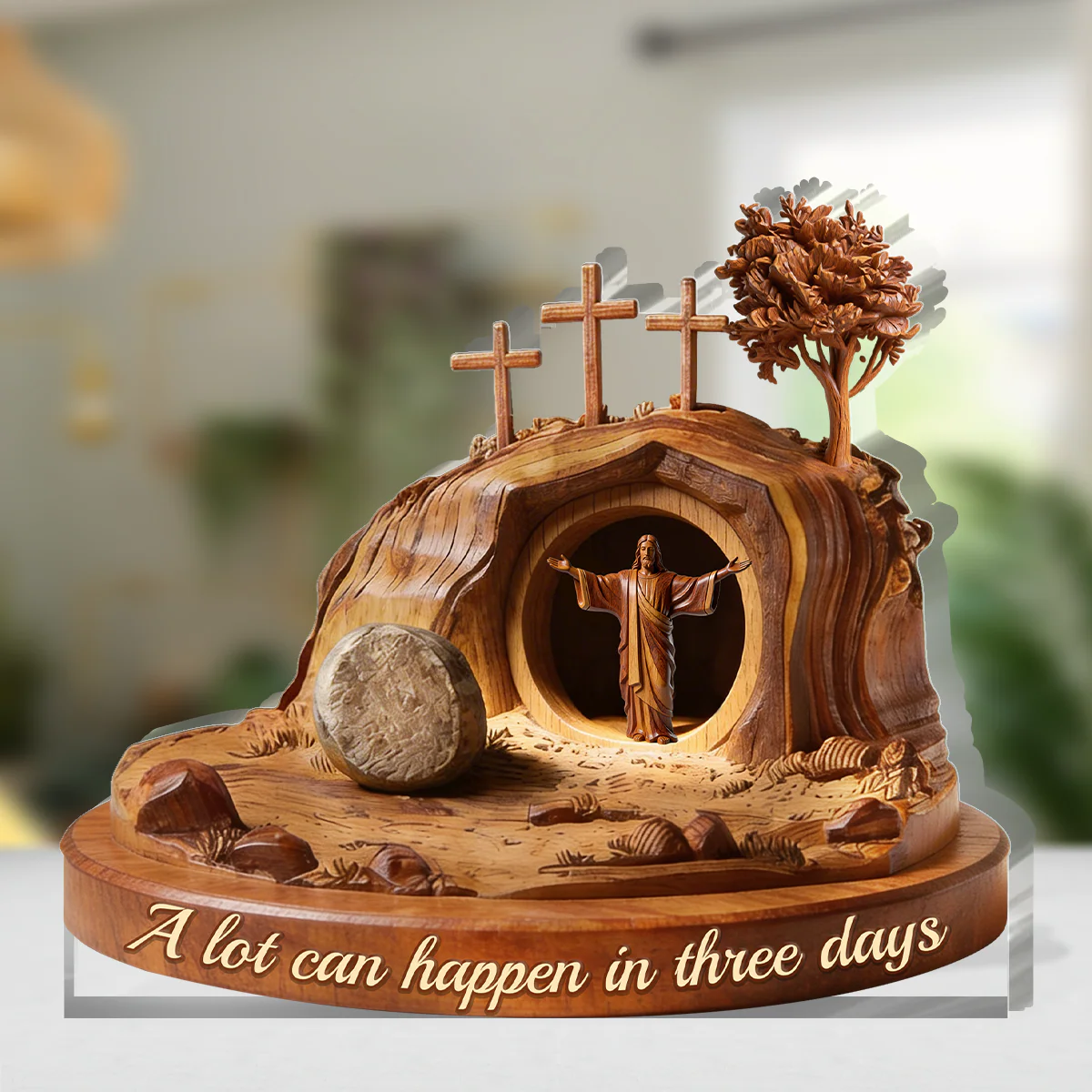 A lot can happen in three days - Custom Shaped Acrylic Plaque - Christian Gift For Him BA01 - Image 4