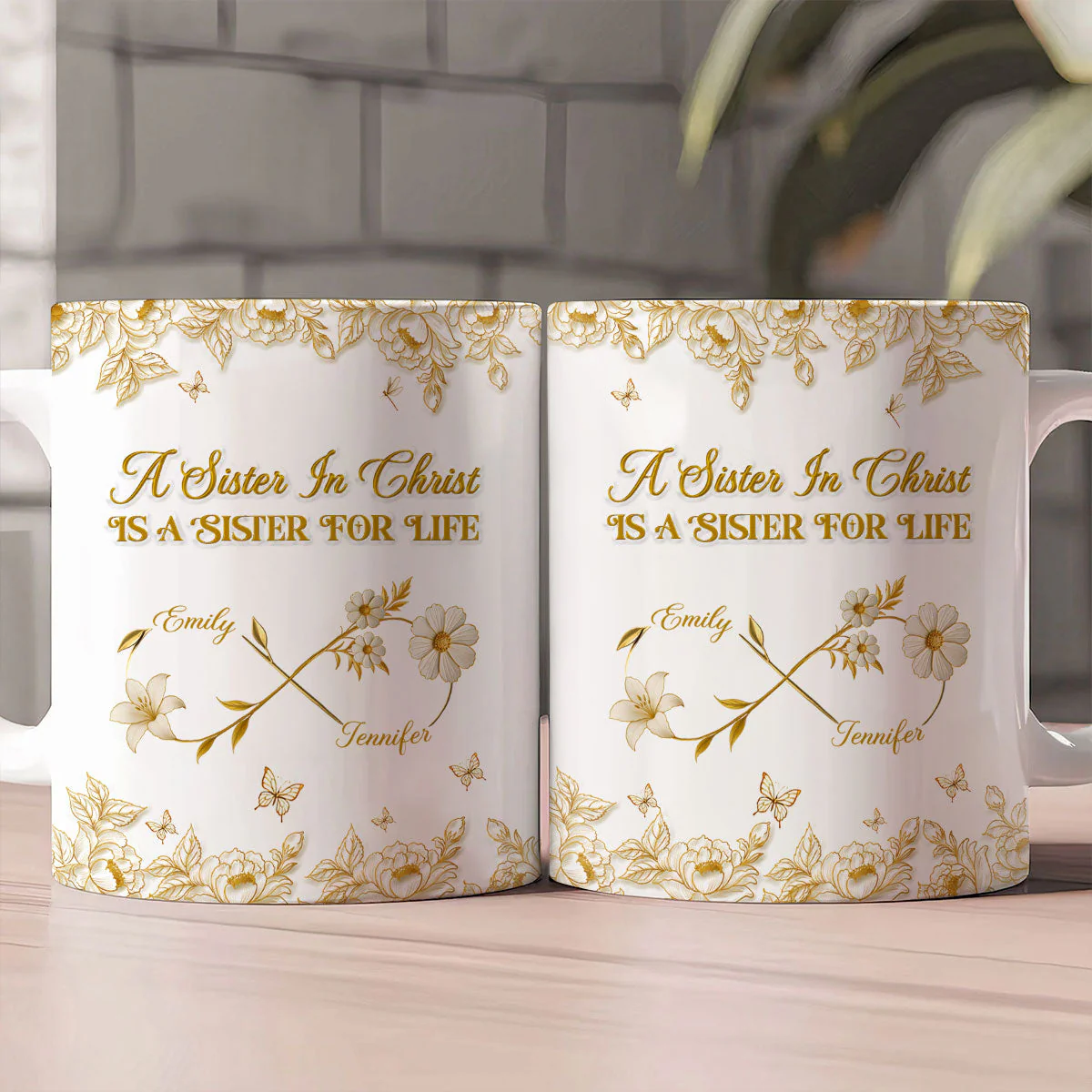 A Sister In Christ Is A Sister For Life - Custom 3D Inflated Effect Personalized White Edge-to-Edge Mug - Christian Gift - Image 2