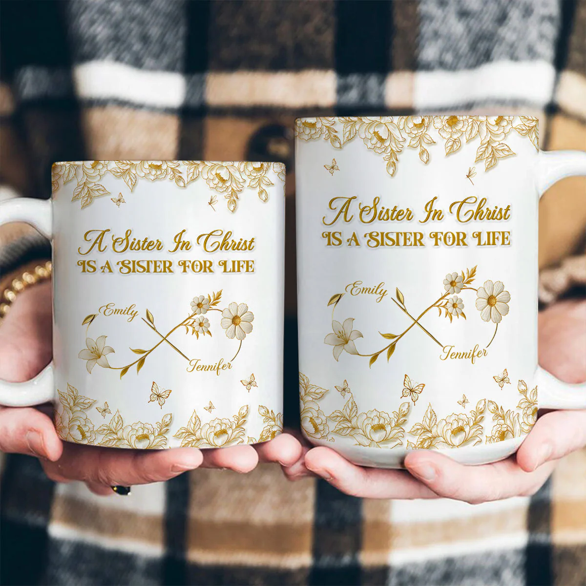A Sister In Christ Is A Sister For Life - Custom 3D Inflated Effect Personalized White Edge-to-Edge Mug - Christian Gift - Image 4