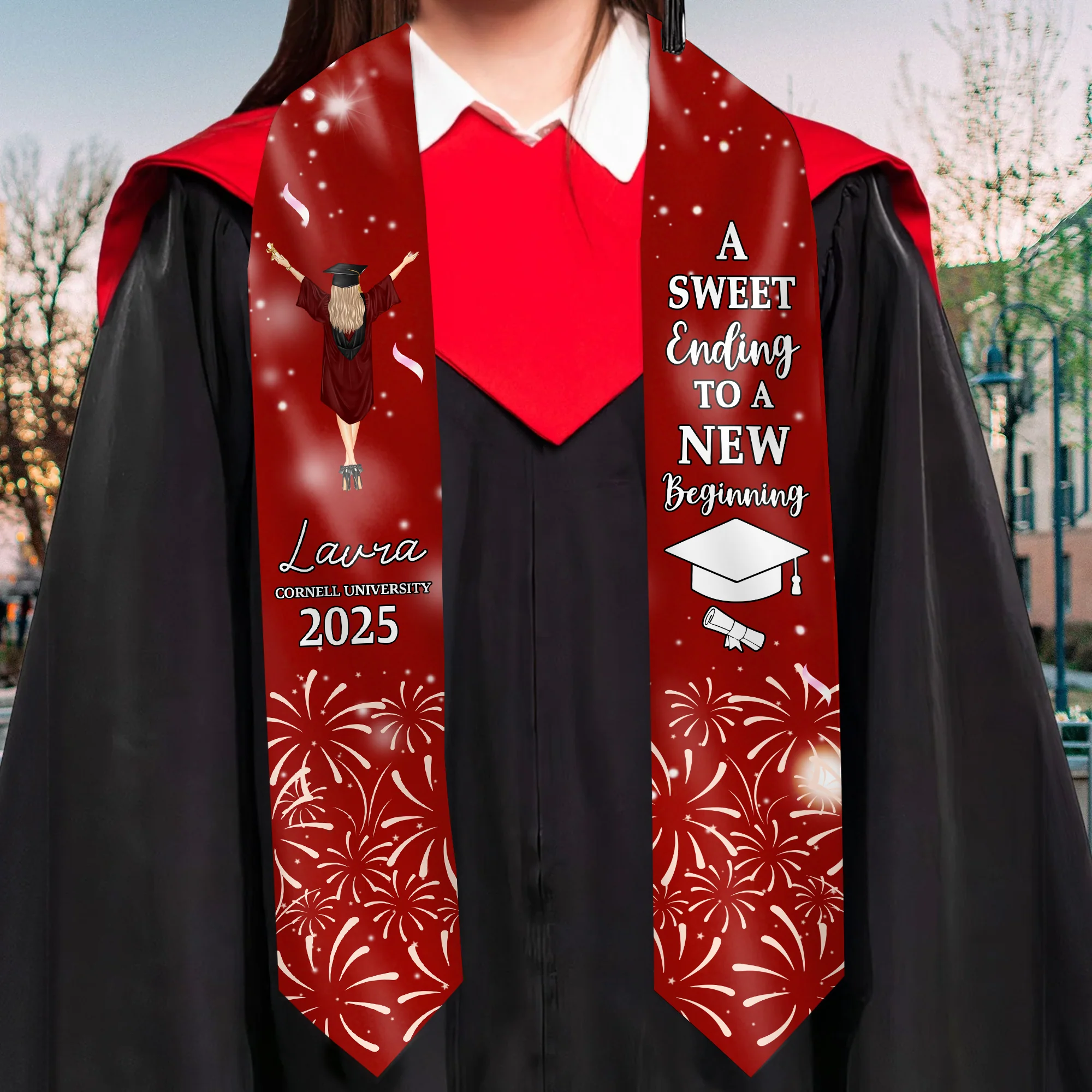 A Sweet Ending To A New Beginning - Personalized Graduation Stoles - Graduation Gift, Senior Gift | GR4 NH96