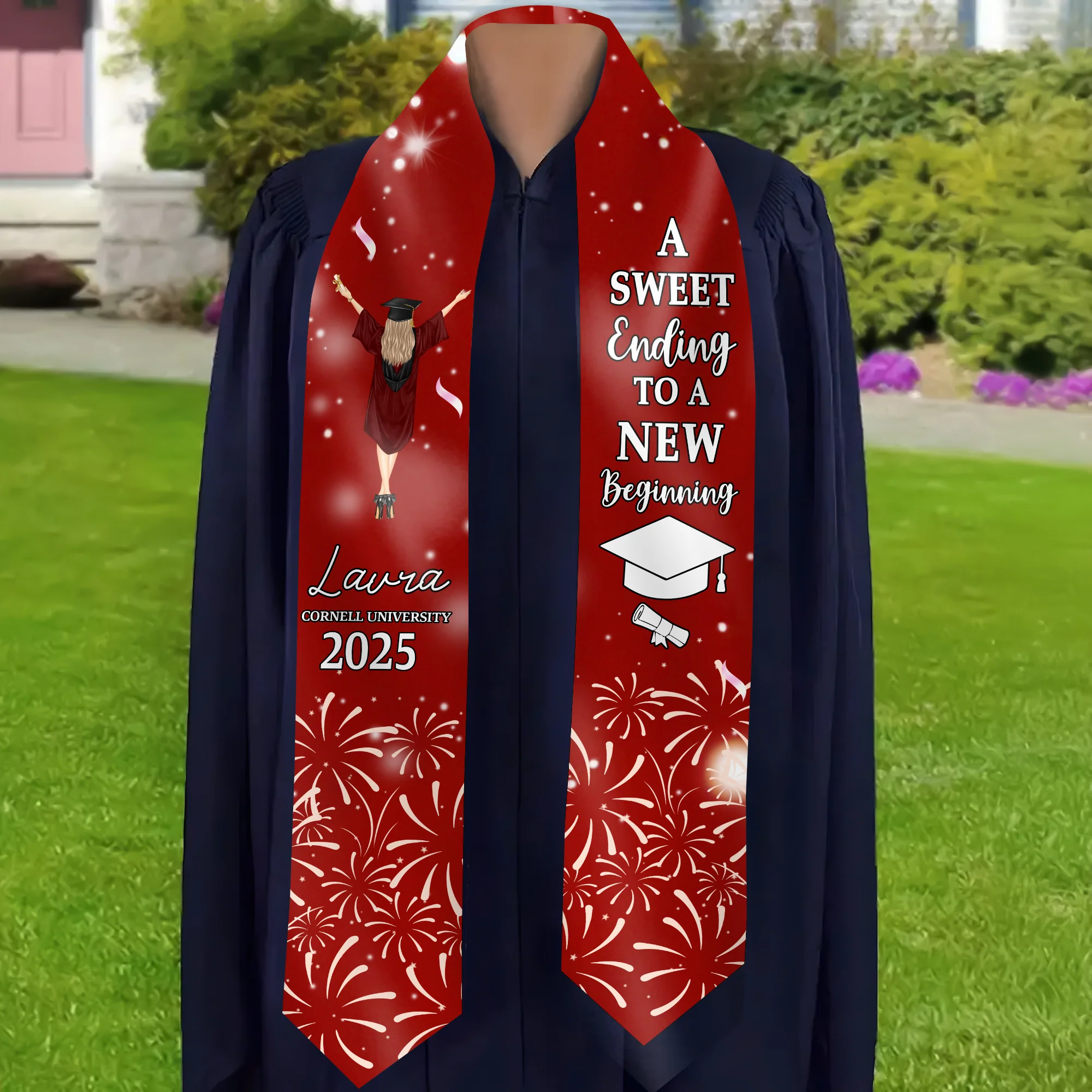 A Sweet Ending To A New Beginning - Personalized Graduation Stoles - Graduation Gift, Senior Gift | GR4 NH96 - Image 3