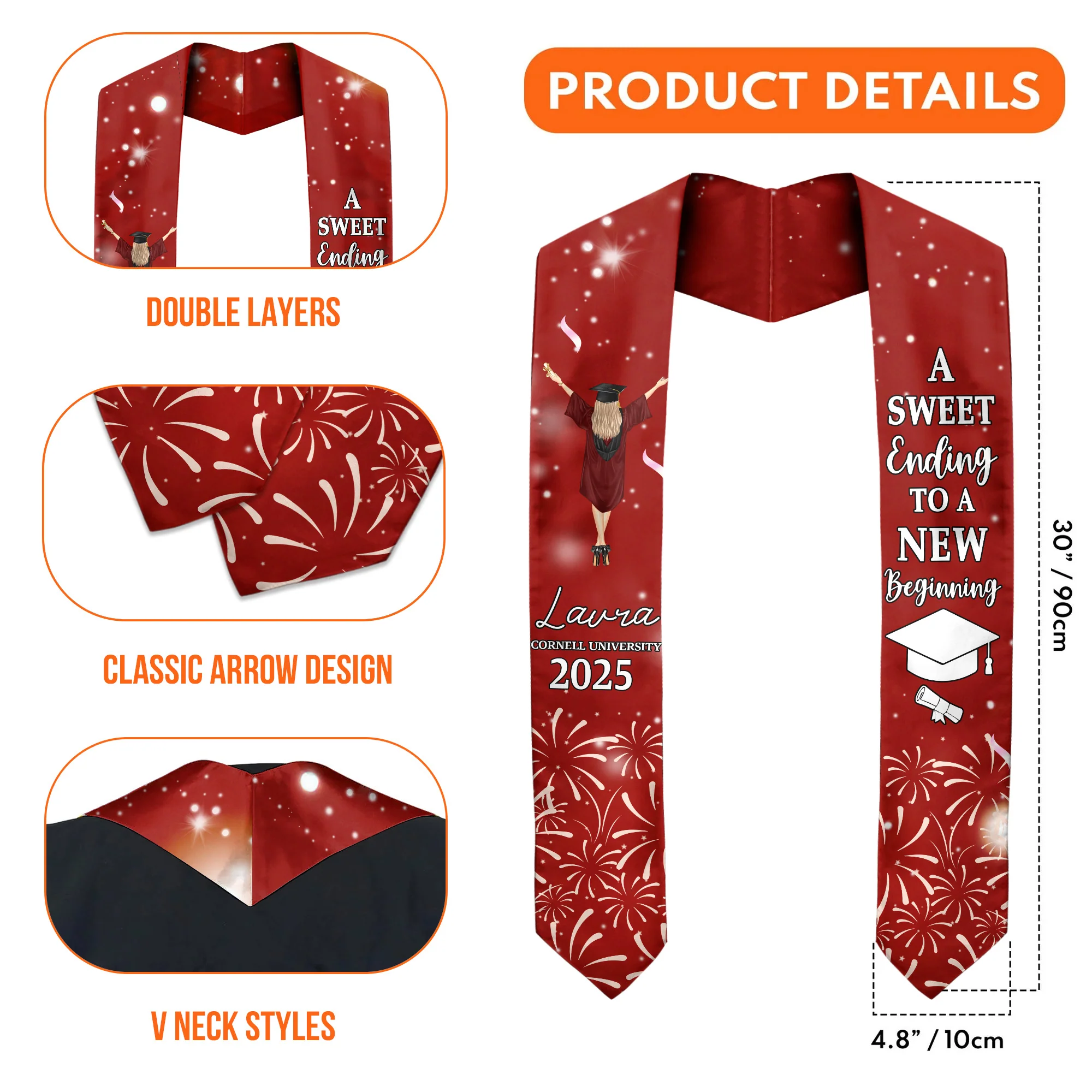 A Sweet Ending To A New Beginning - Personalized Graduation Stoles - Graduation Gift, Senior Gift | GR4 NH96 - Image 5
