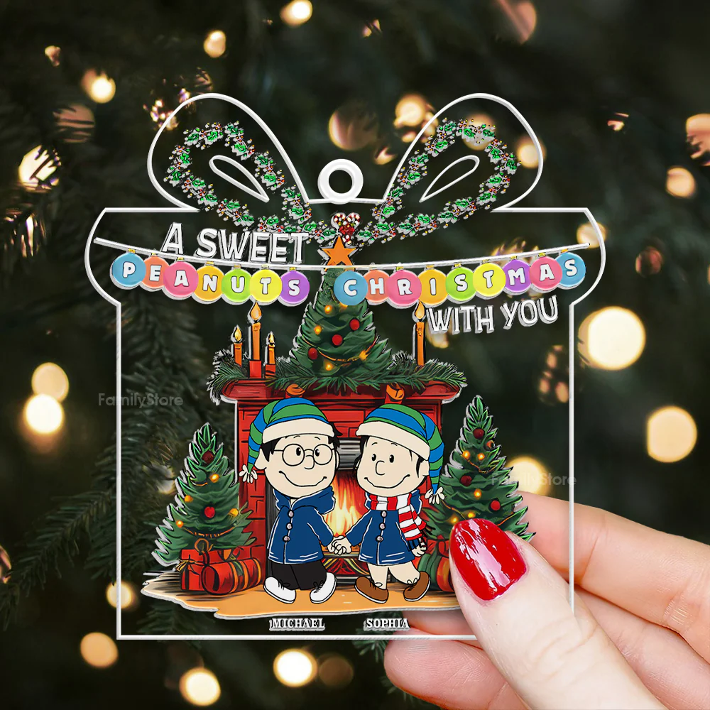 A Sweet Peanut Christmas With You - Personalized Acrylic Ornament - Gift For Couple, Husband Wife - CL43 NH96 - Image 2
