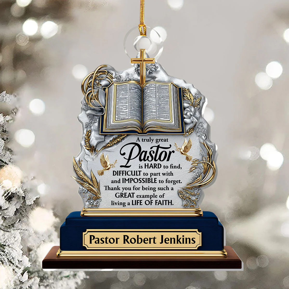 A Truly Great Pastor - Personalized Acrylic Ornament TD118 - Image 5