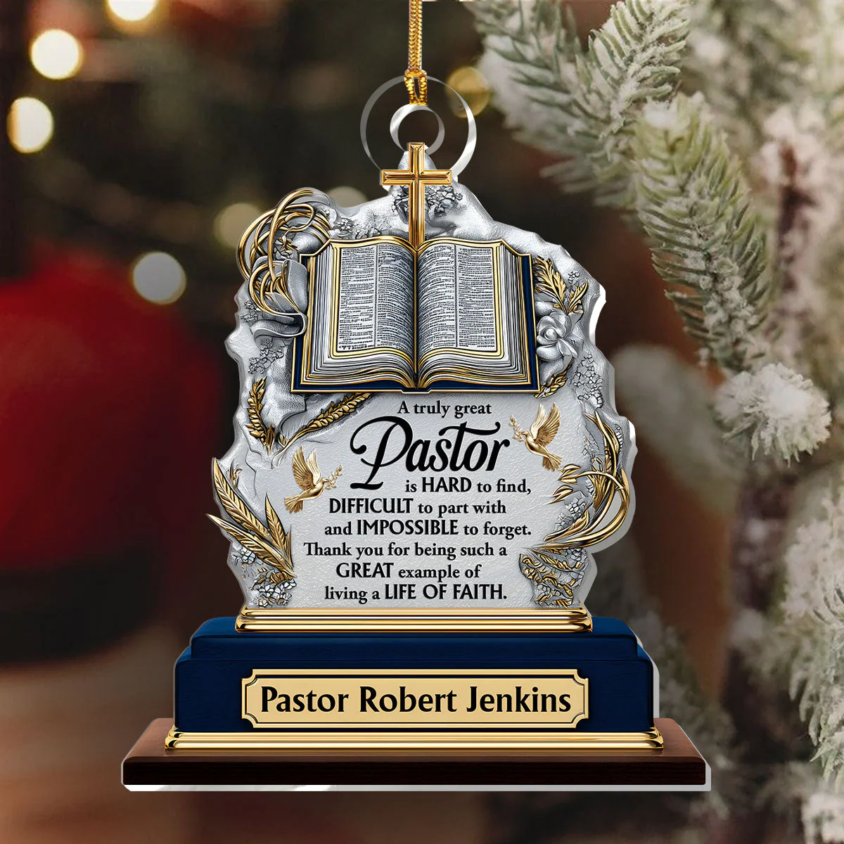 A Truly Great Pastor - Personalized Acrylic Ornament TD118 - Image 6