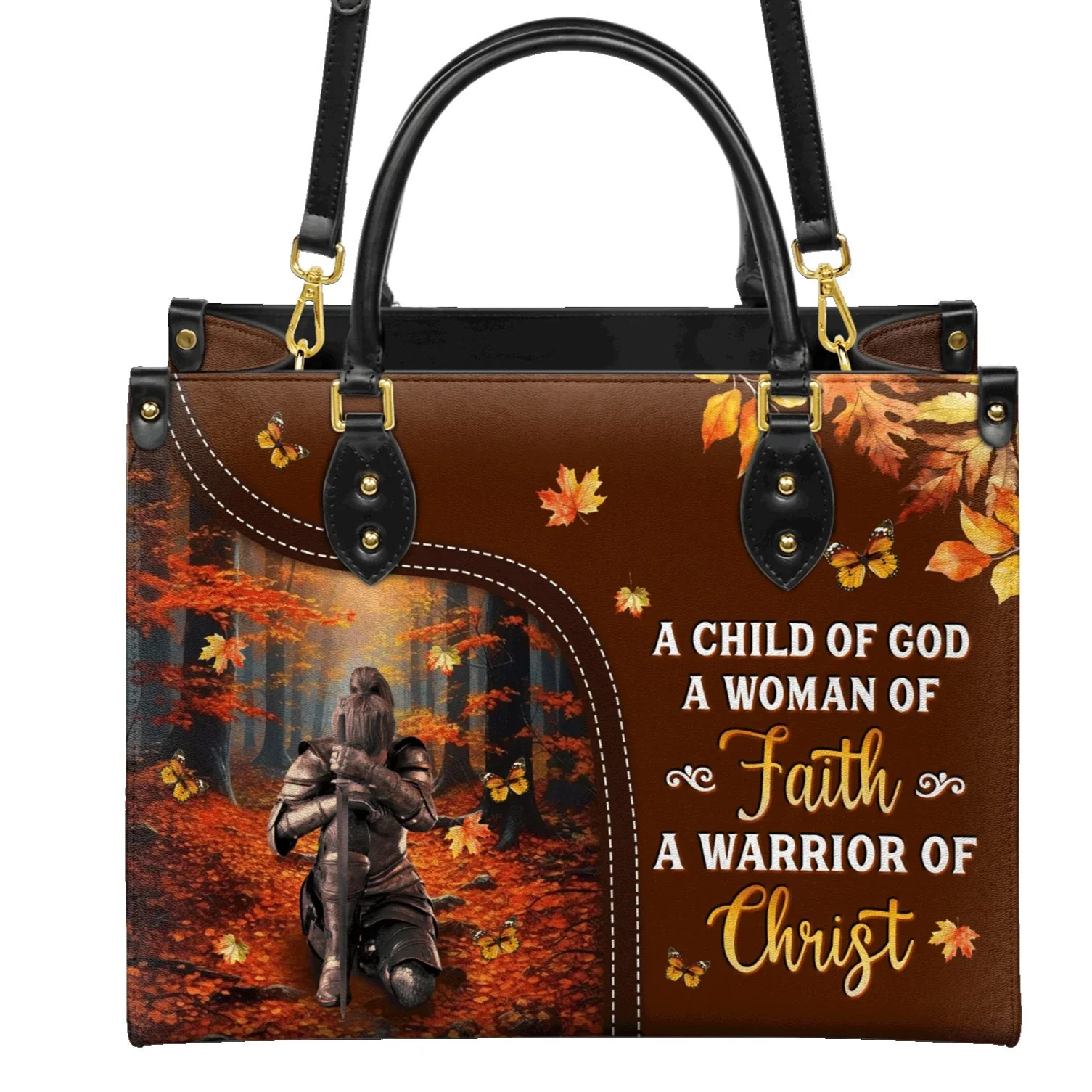A Warrior Of Christ Faith & Strength - Christian Leather Handbag
