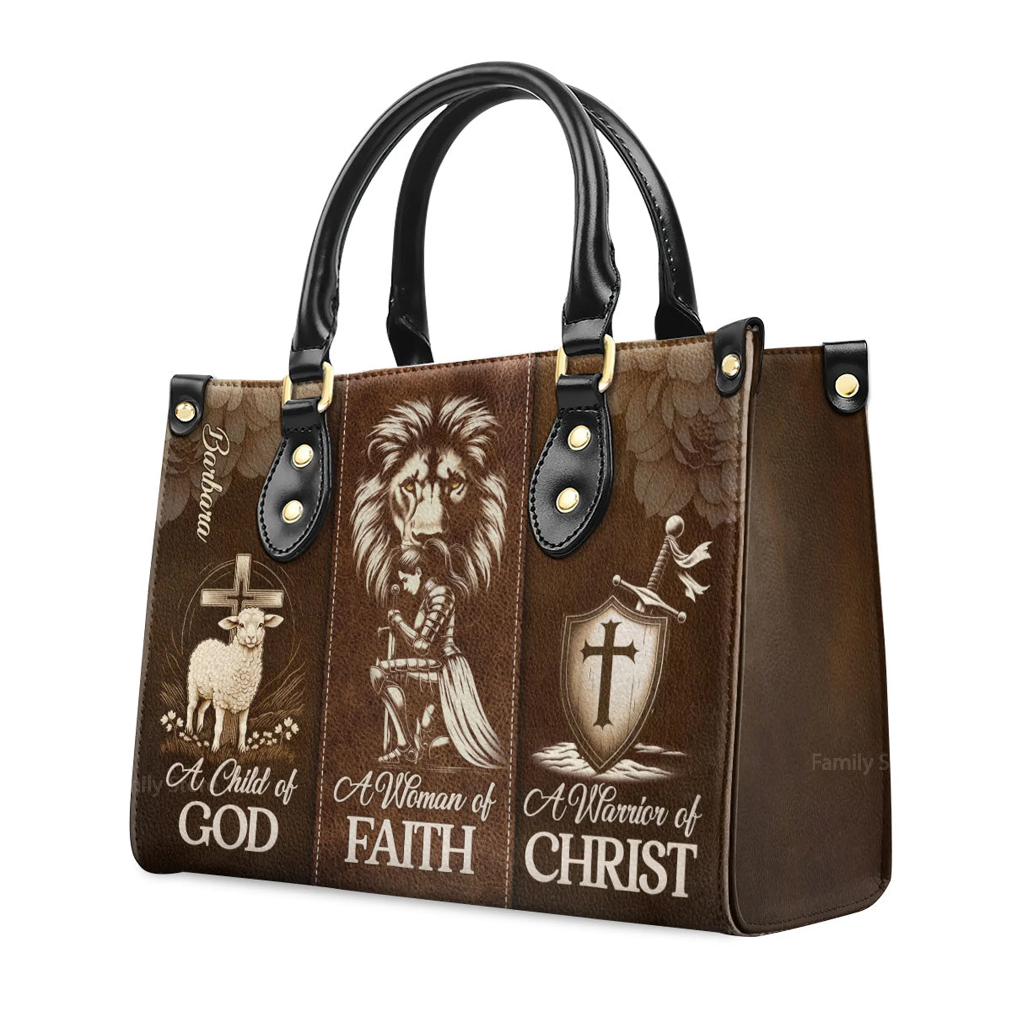 A Woman Of Faith - Thoughtful Gift For Christians - Personalized Leather Handbag With Handle - AT4080942 - Image 3