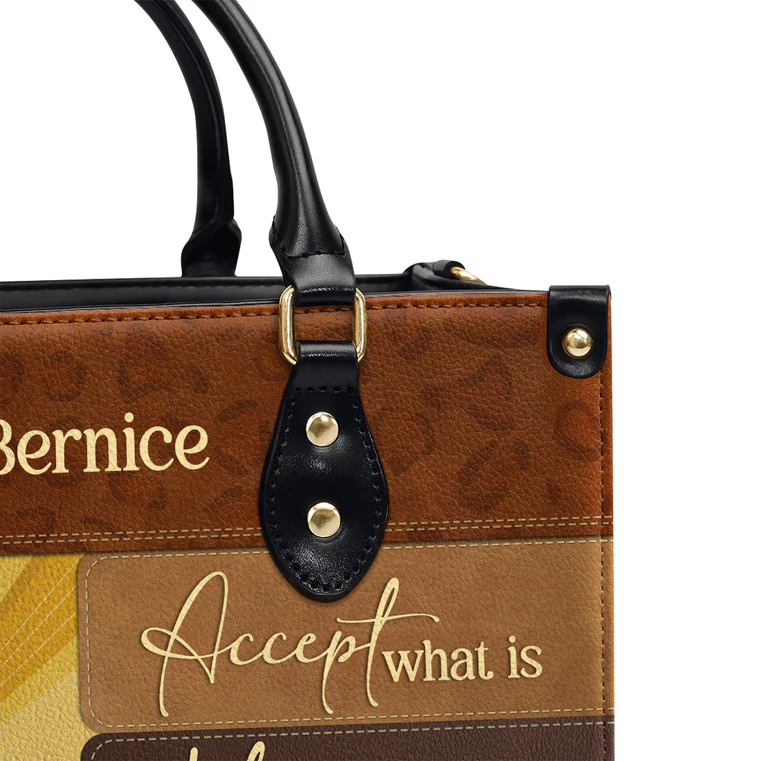 Accept Let Go Have Faith Tote - Custom Inspirational Leather Handbag - Gift For Black Women | HD95 - Image 5