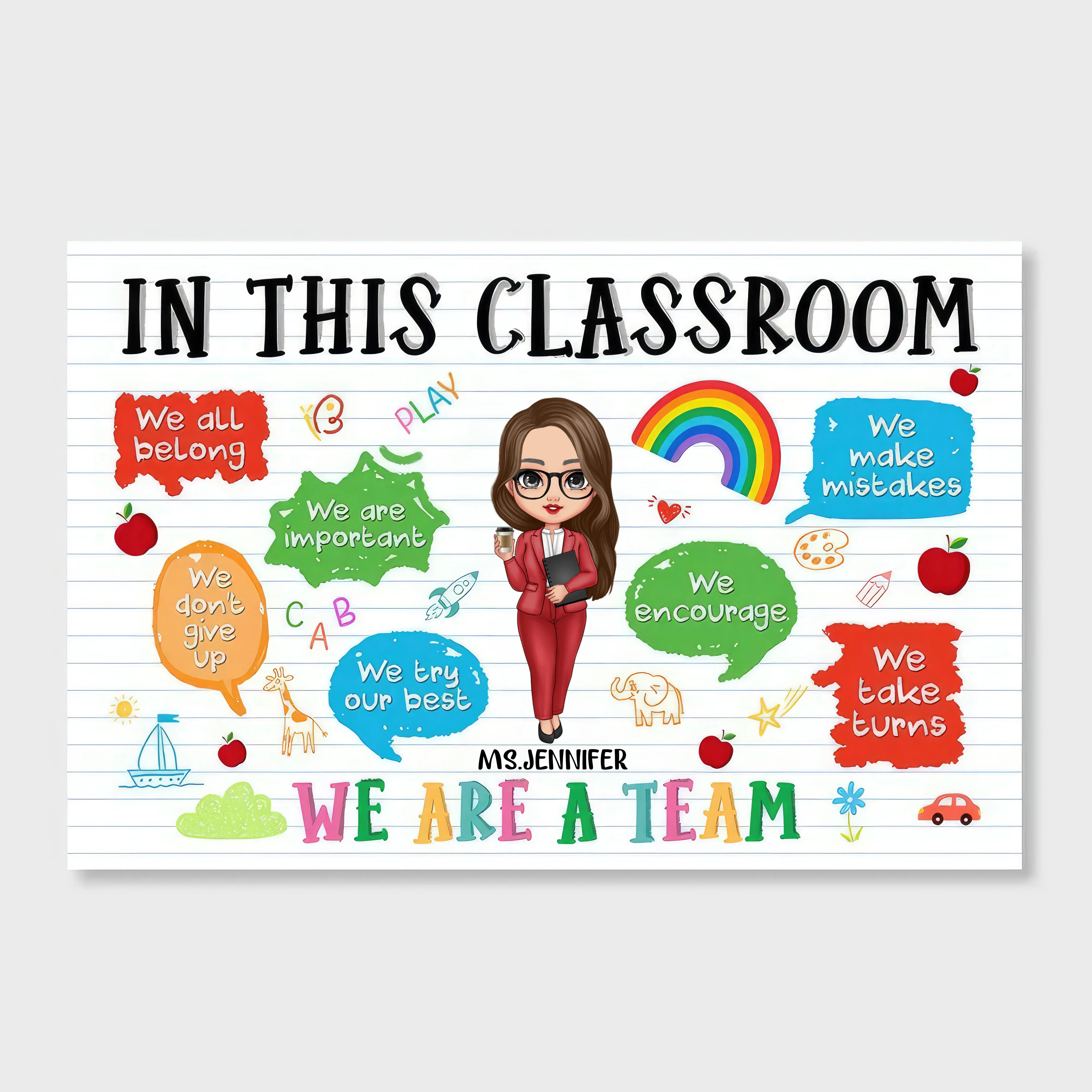 Adorable Teacher - Personalized Poster, Gift For Teacher, Back To School, Teacher Classroom Decor | CLTC01 PT - Image 2