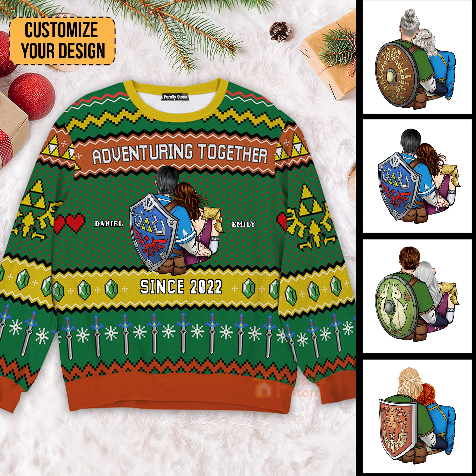 Adventure Together - Gift For Couple - Personalized Ugly Sweater - CL32 NH96 - Image 2