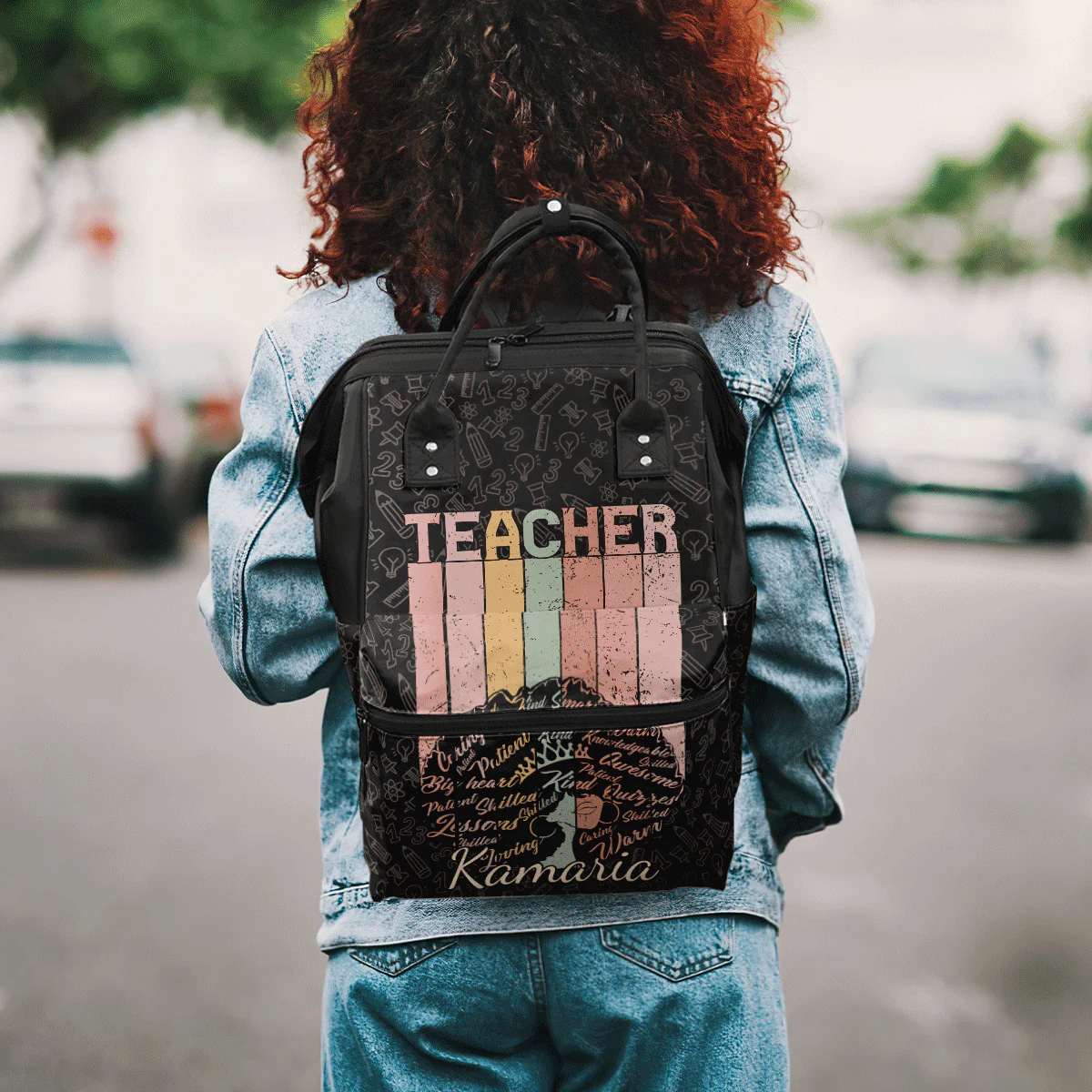 Affirmations Queen Teacher – Personalized Duckbilled Backpack – Teacher Appreciation Gift | HH01 - Image 3