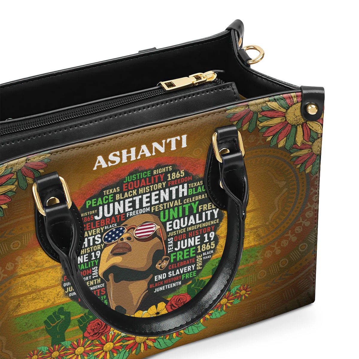 Afrocentric Queen Black History Unity Pride - Personalized Leather Handbag - Gift For Her HD95 - Image 3