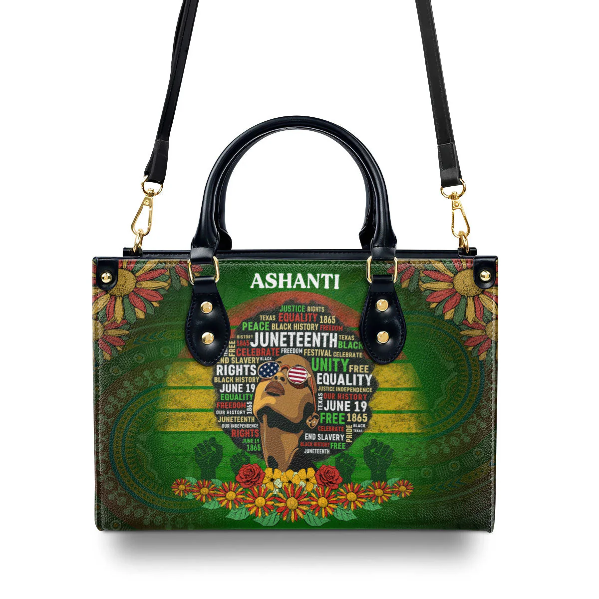 Afrocentric Queen Black History Unity Pride - Personalized Leather Handbag - Gift For Her HD95 - Image 4
