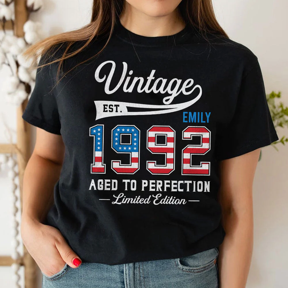 Aged To Perfection Year Of Birth - Personalized T-shirt - Gift For Patriotic HN02 - Image 2