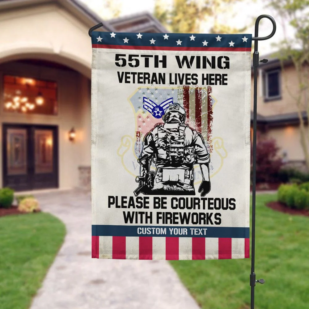 Air Force Veteran Lives Here Please Be Courteous With Fireworks Flag - Gift For Veterans, Patriotic | HN02 - Image 2