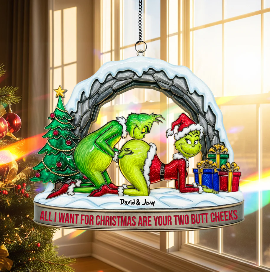 All I Want For Christmas Are Your Two Butt Cheeks - Personalized Window Hanging Suncatcher - Gift For Couples NL122