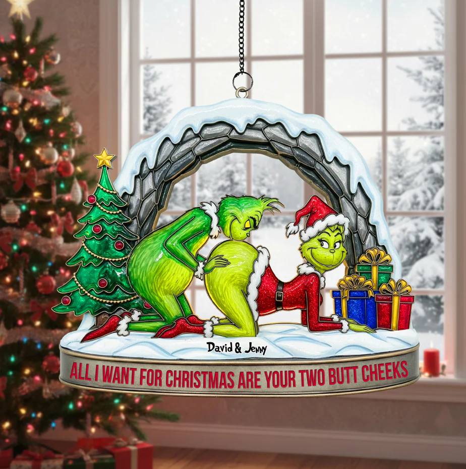 All I Want For Christmas Are Your Two Butt Cheeks - Personalized Window Hanging Suncatcher - Gift For Couples NL122 - Image 2