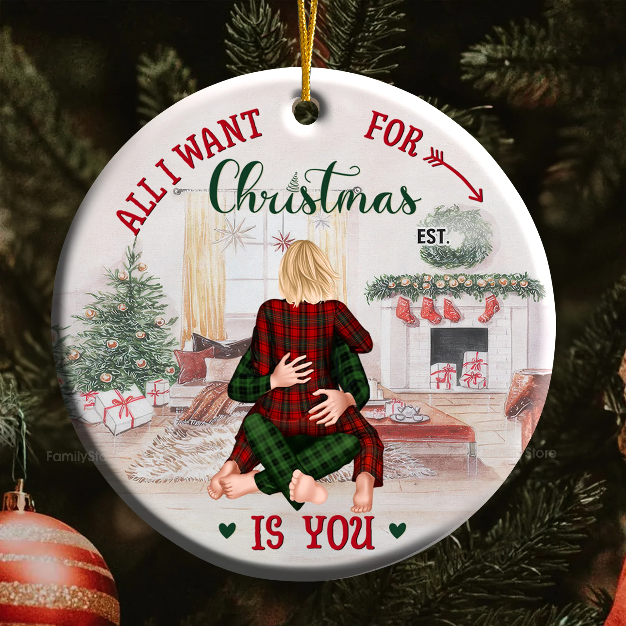 All I Want For Christmas Is You - Gift for Couples - Personalized Ceramic Ornament - CL28 NH96 - Image 5