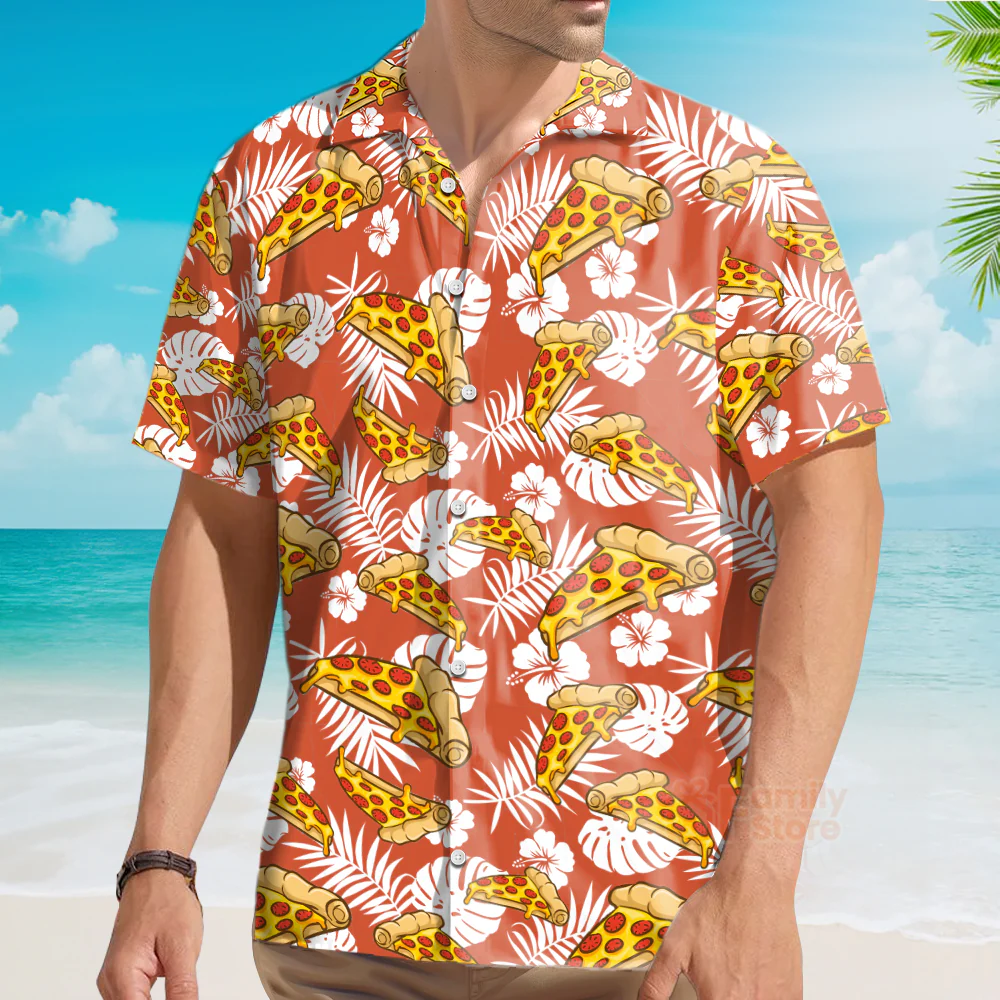 Aloha Tropical Pizza Shirt For Men Hawaiian Shirt - Image 4