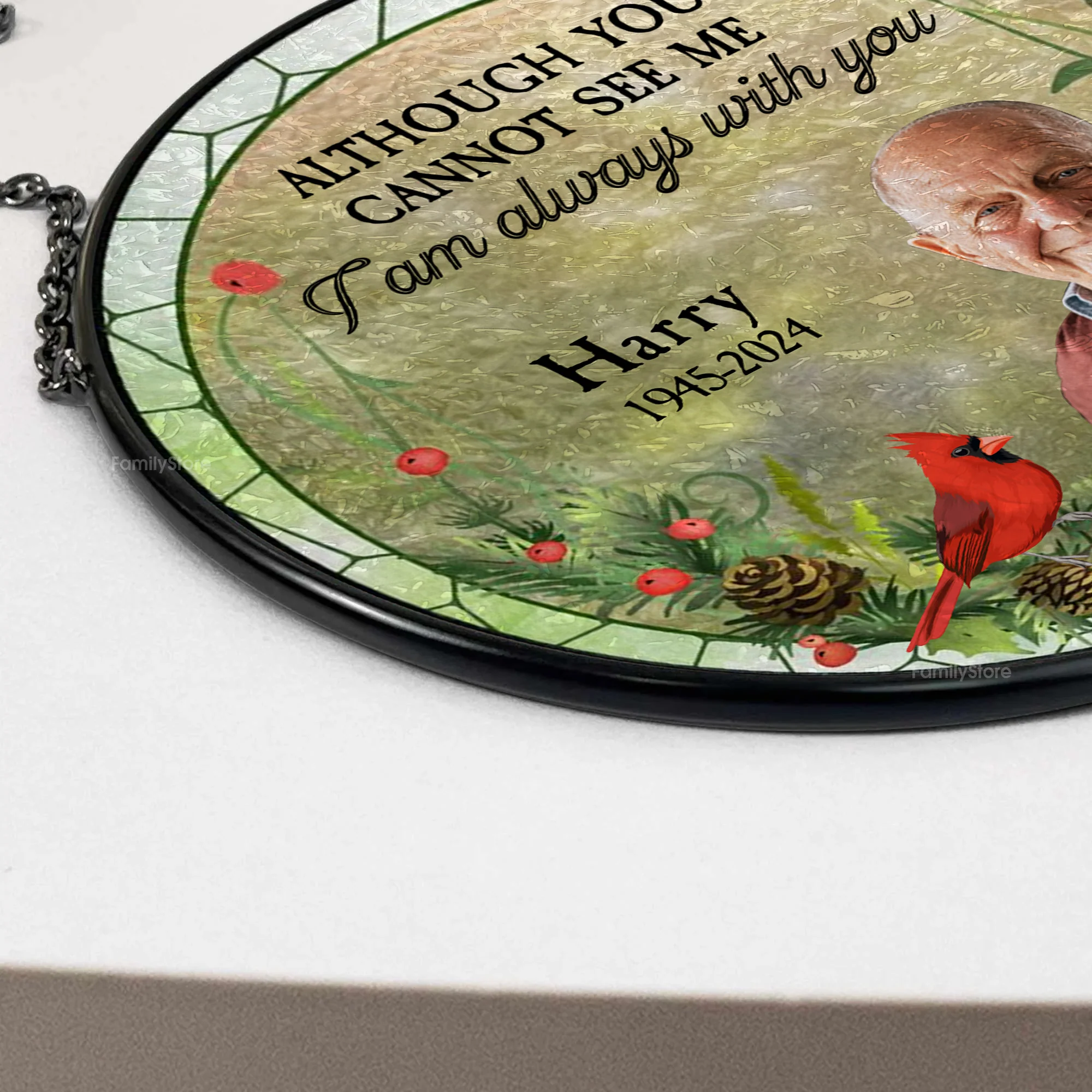 Although You Cannot See Me I Always With You - Memorial Gift - Personalized Stained Glass Window Hanging Suncatcher - NA94 - Image 4