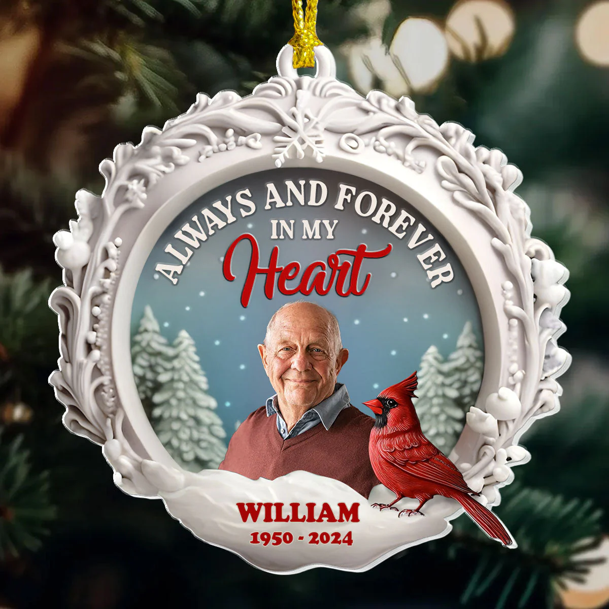 Always And Forever In My Heart - Personalized Acrylic Ornament - Image 2