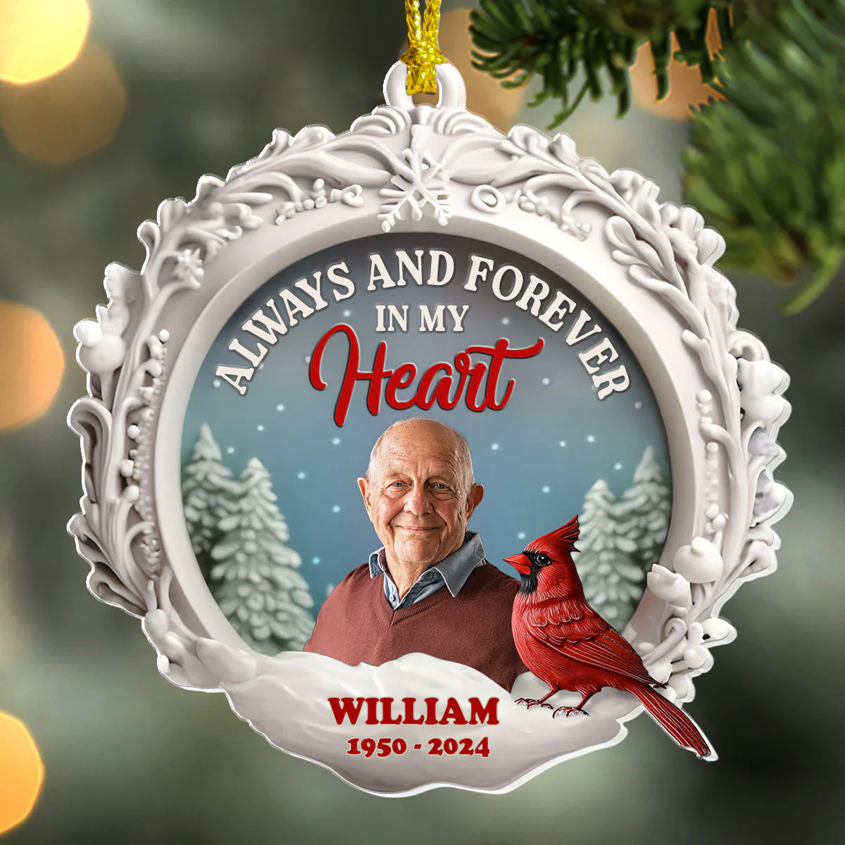 Always And Forever In My Heart - Personalized Acrylic Ornament - Image 3