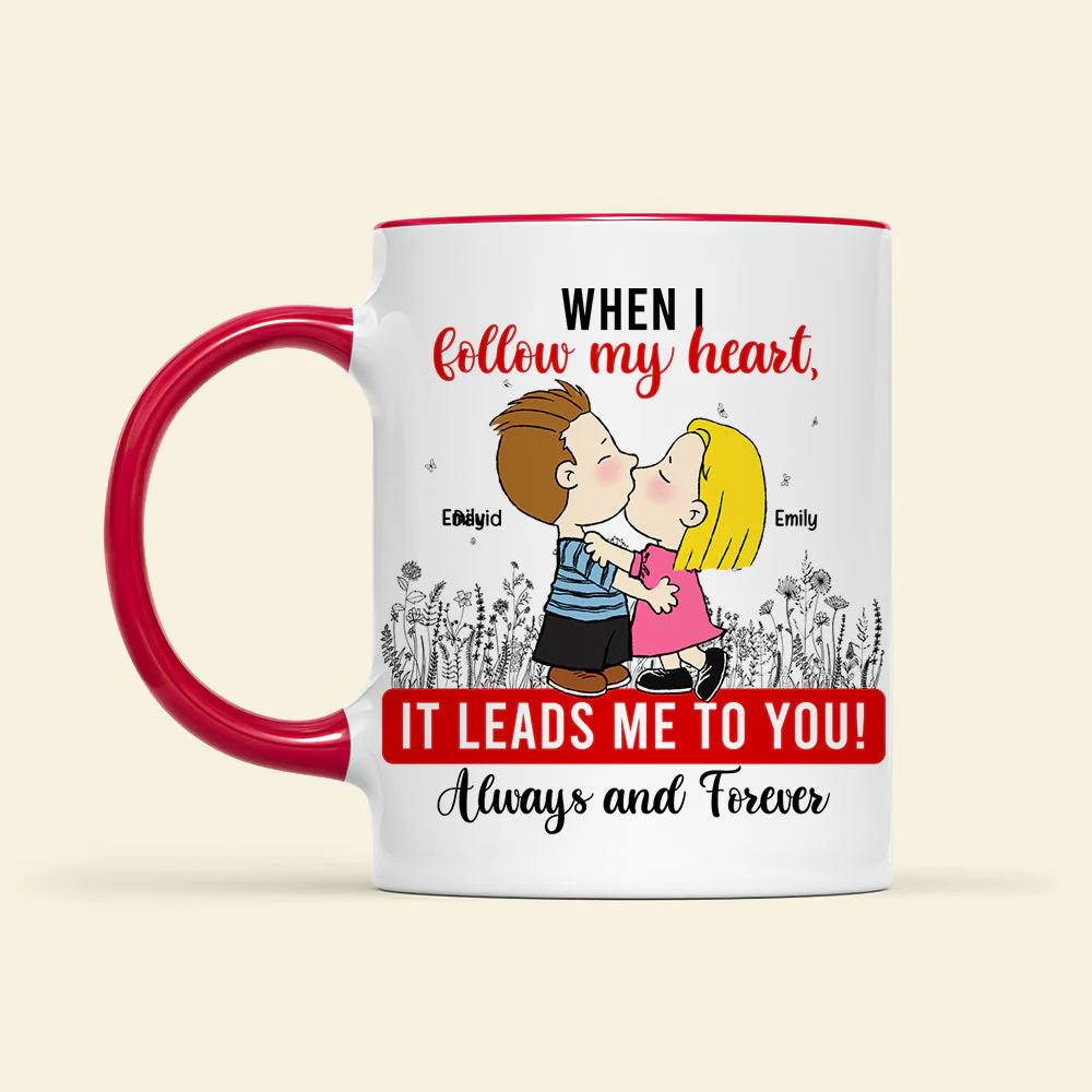 Always And Forever Peanut Couple - Personalized Accent Coffee Mug - Gift For Couple, Husband Wife | GR9 NH96 - Image 2