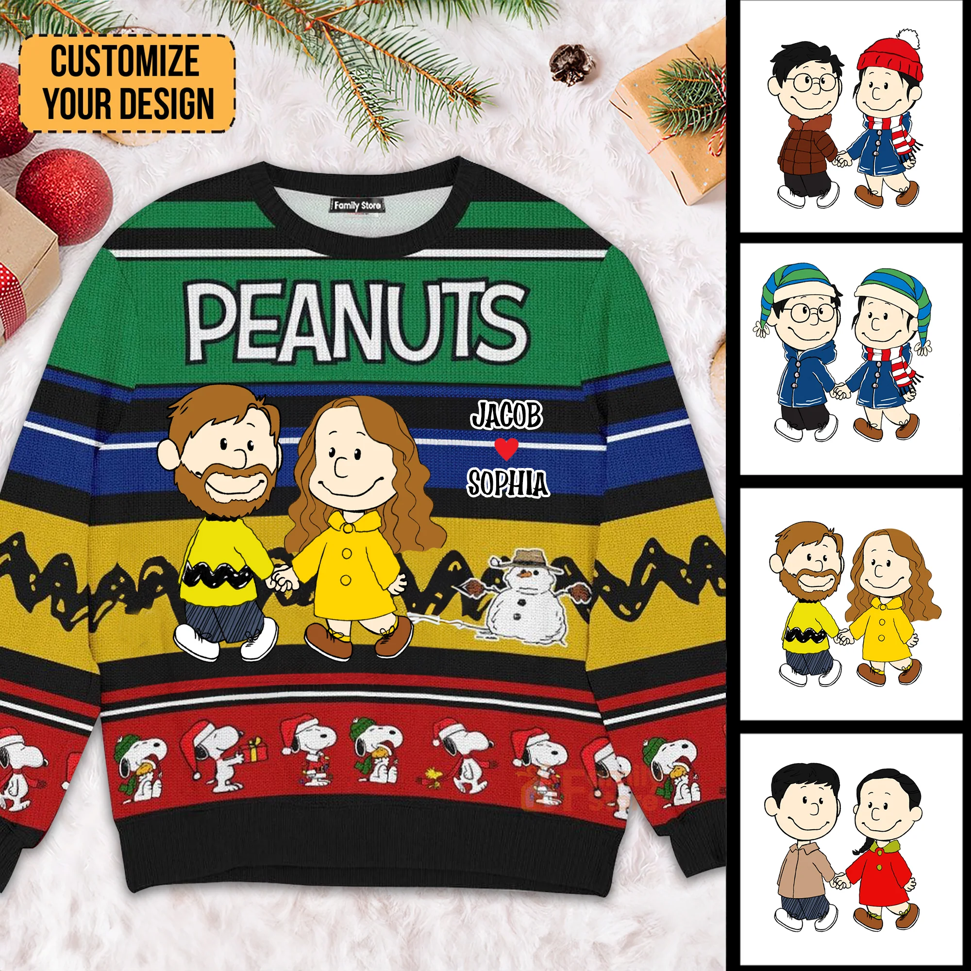 Peanut Always Be Together - Personalized Ugly Sweatshirt - Gift For Couple, Husband Wife, Anniversary CL43 NH96