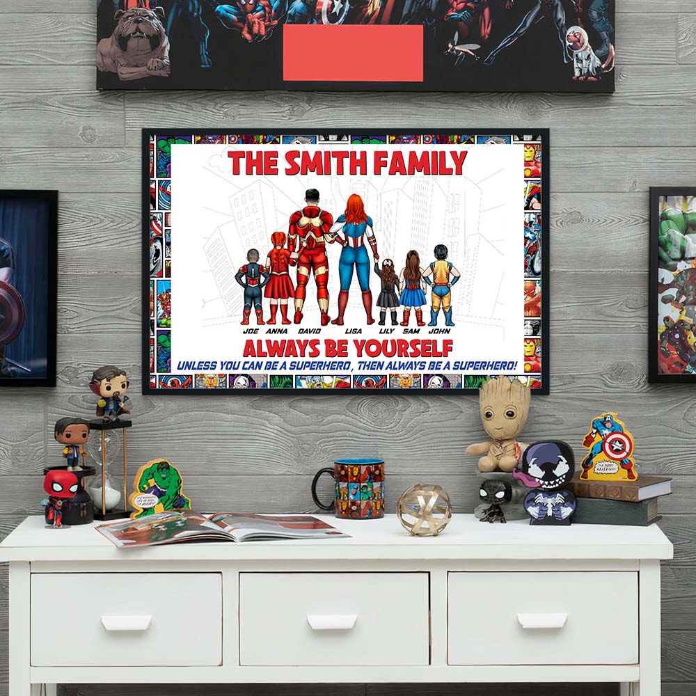Super Hero Always Be Yourself, Be A Super Family Personalized Canvas Print, Gift For Family - CL02 PT - Image 2