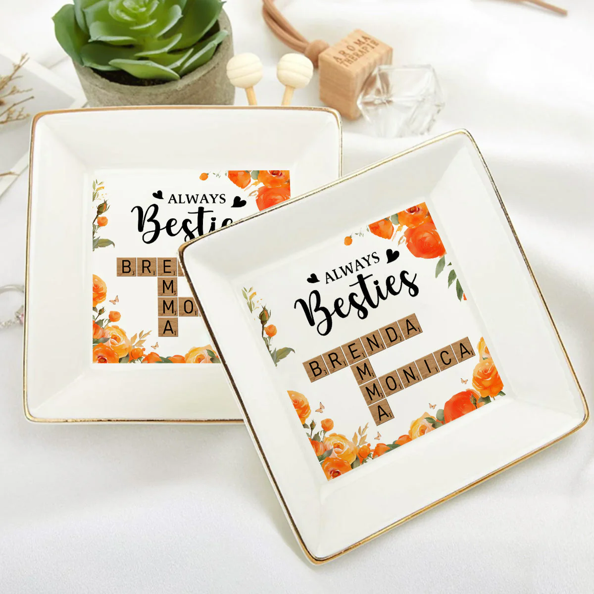 Always Besties Crossword Puzzle - Personalized Jewelry Dish - Gift For Bestie, Sister NH96 - Image 4