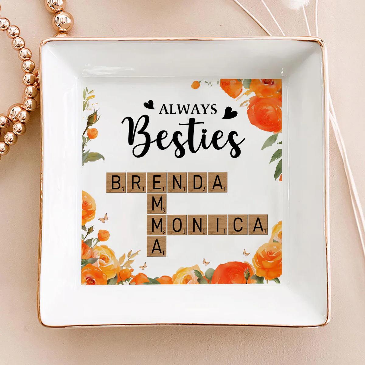 Always Besties Crossword Puzzle - Personalized Jewelry Dish - Gift For Bestie, Sister NH96 - Image 5