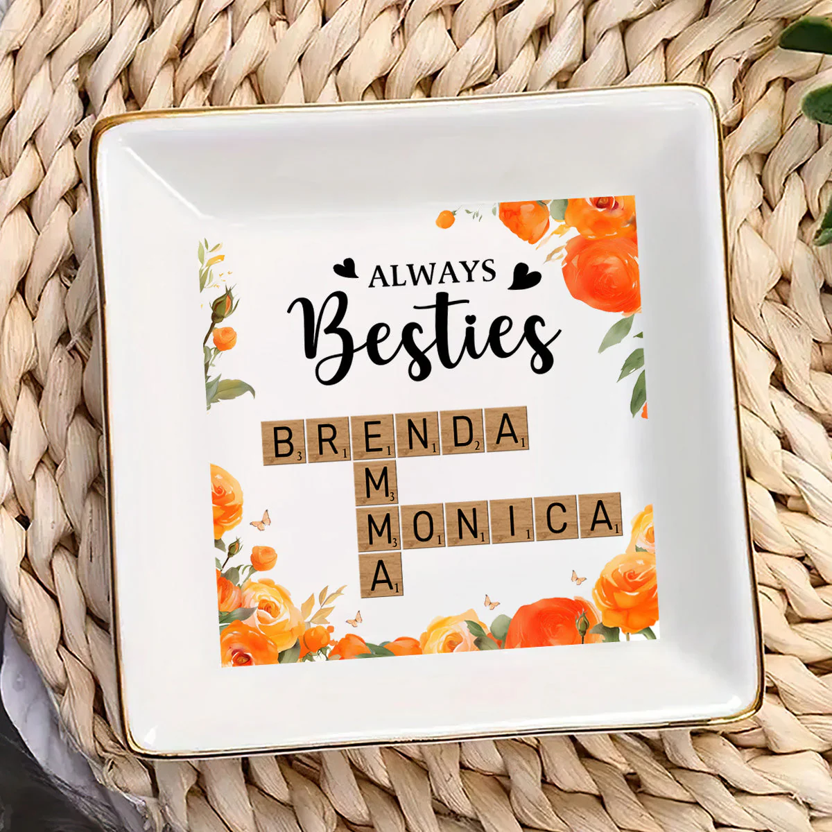 Always Besties Crossword Puzzle - Personalized Jewelry Dish - Gift For Bestie, Sister NH96 - Image 6