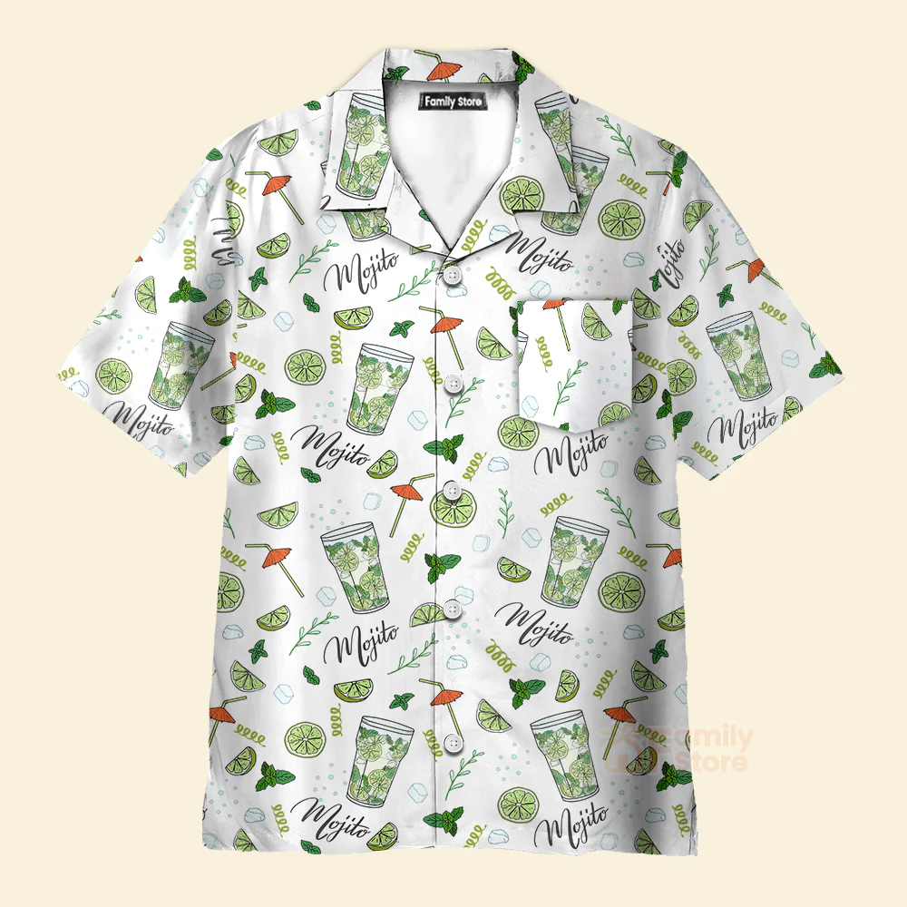 Amazing Mojito Green White Aloha Hawaiian Shirts For Men And For Women - Image 2