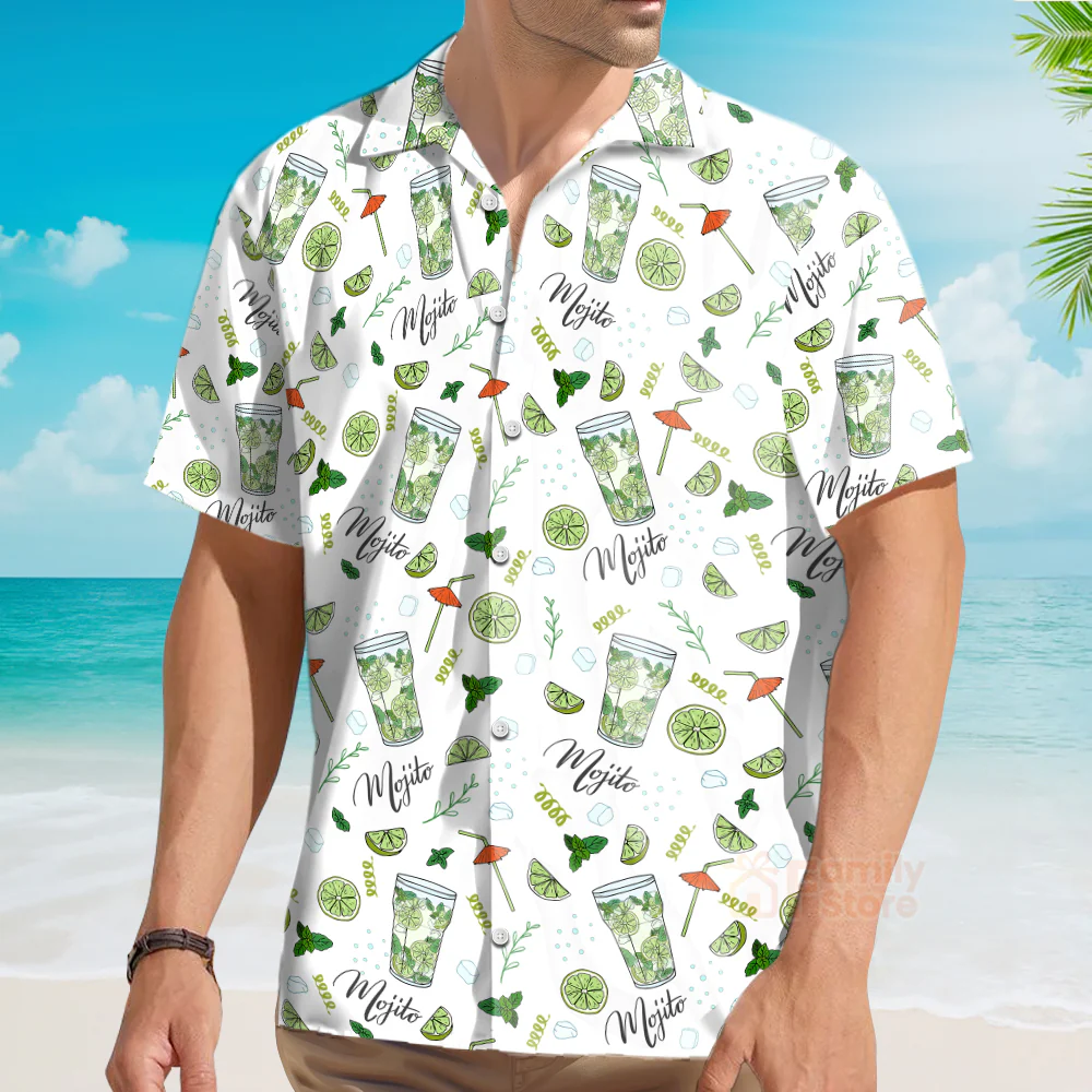 Amazing Mojito Green White Aloha Hawaiian Shirts For Men And For Women - Image 4