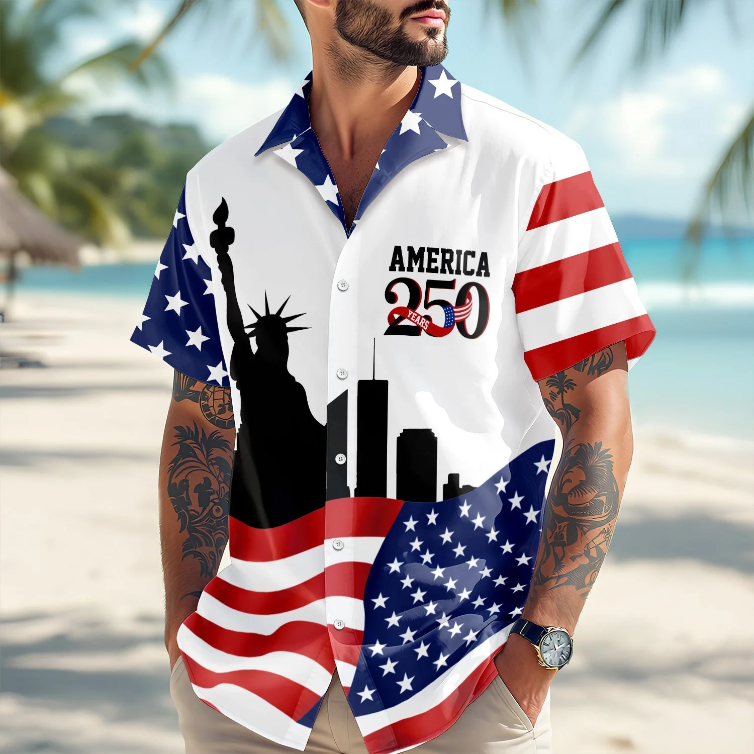 America 250 Years - Personalized Hawaiian Shirt - Gift for Dad, Husband, Grandpa HN02 - Image 3