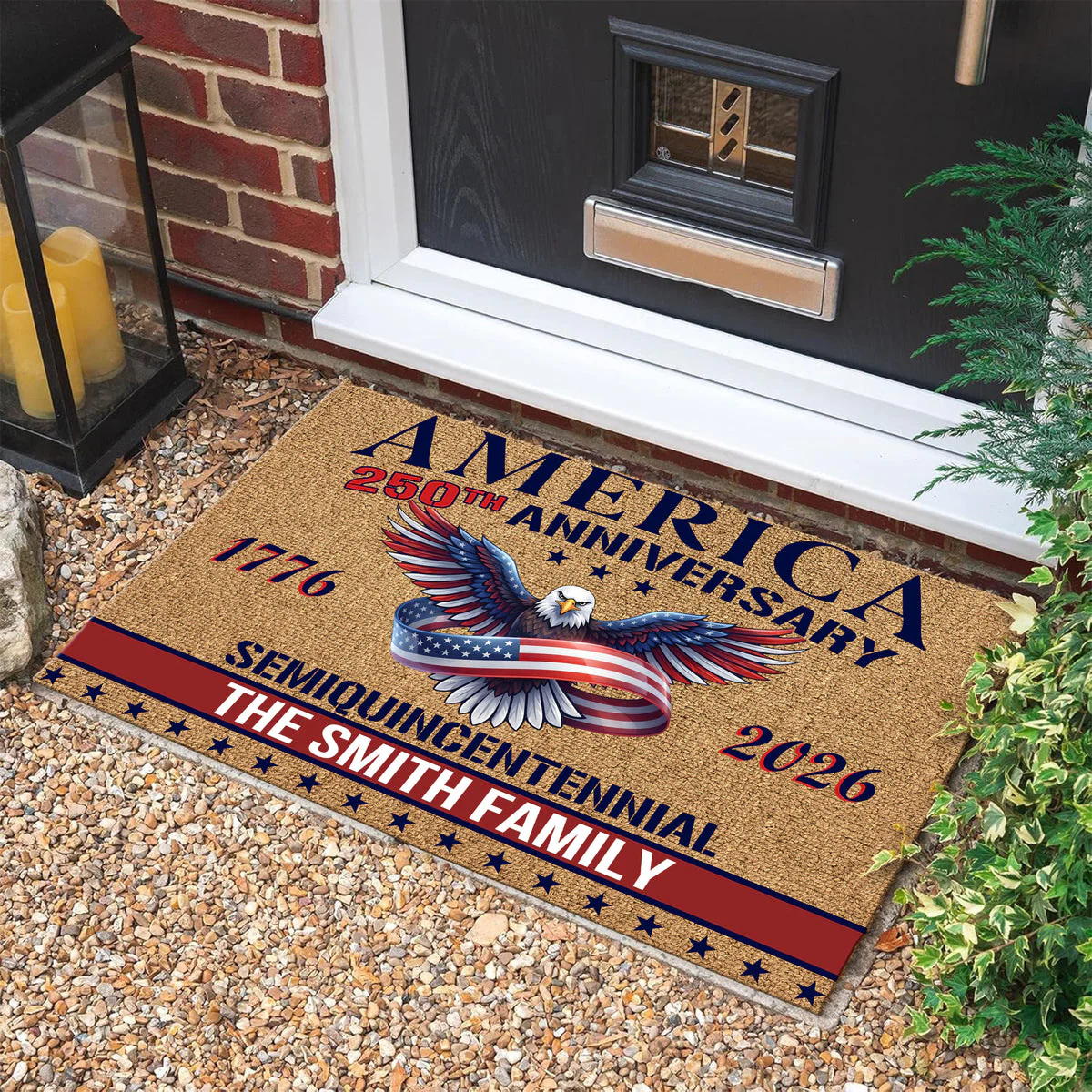 America 250th Anniversary With Eagle - Personalized Doormat - Patriotic Gift For Family HN02 - Image 3