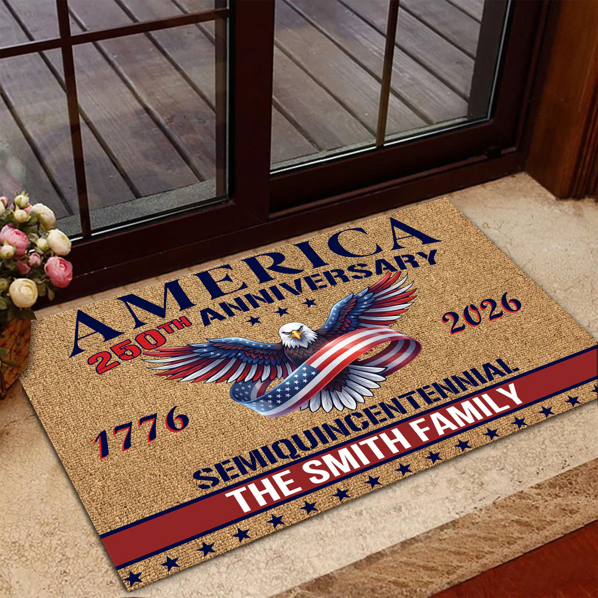 America 250th Anniversary With Eagle - Personalized Doormat - Patriotic Gift For Family HN02 - Image 4