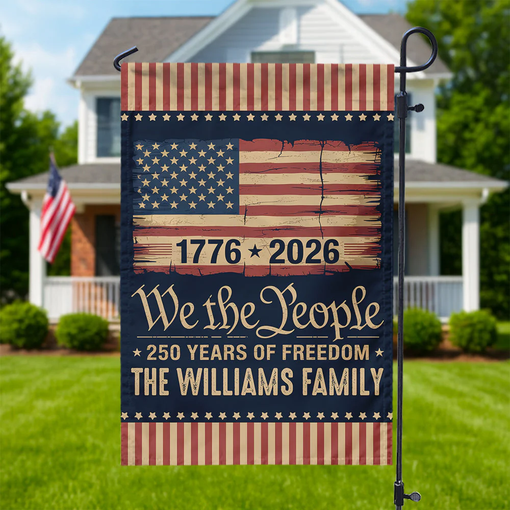 America 250th Birthday - Personalized Flag - Patriotic Gift For Family HN02 - Image 3