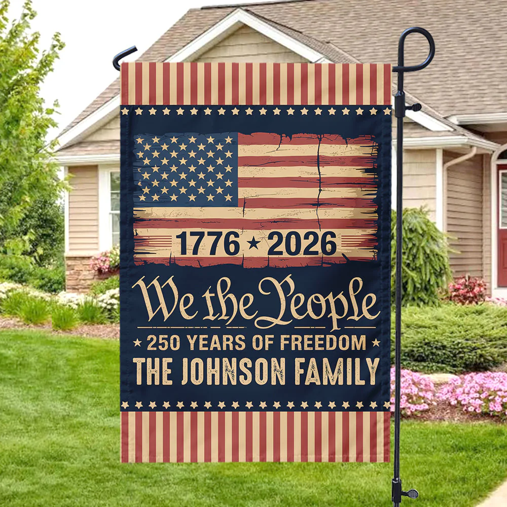 America 250th Birthday - Personalized Flag - Patriotic Gift For Family HN02 - Image 5
