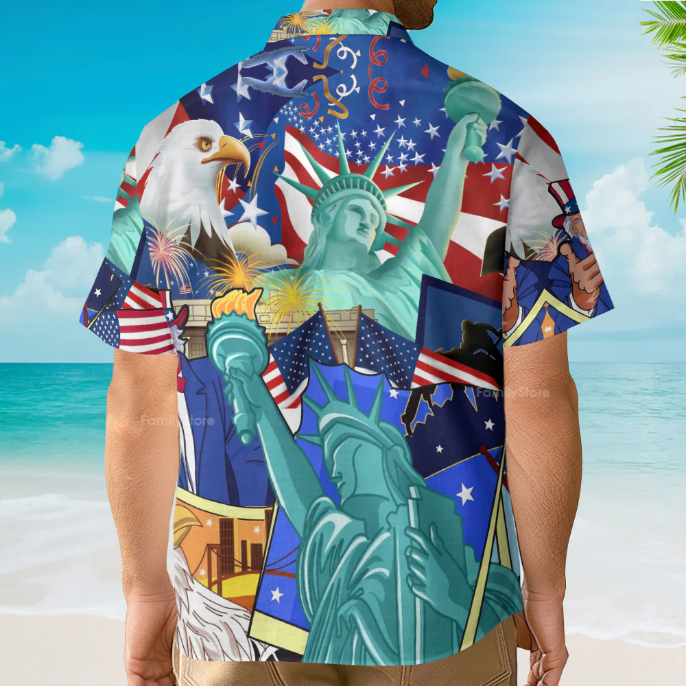 America Eagle Love You Freedom Hawaiian Shirt - Image 3