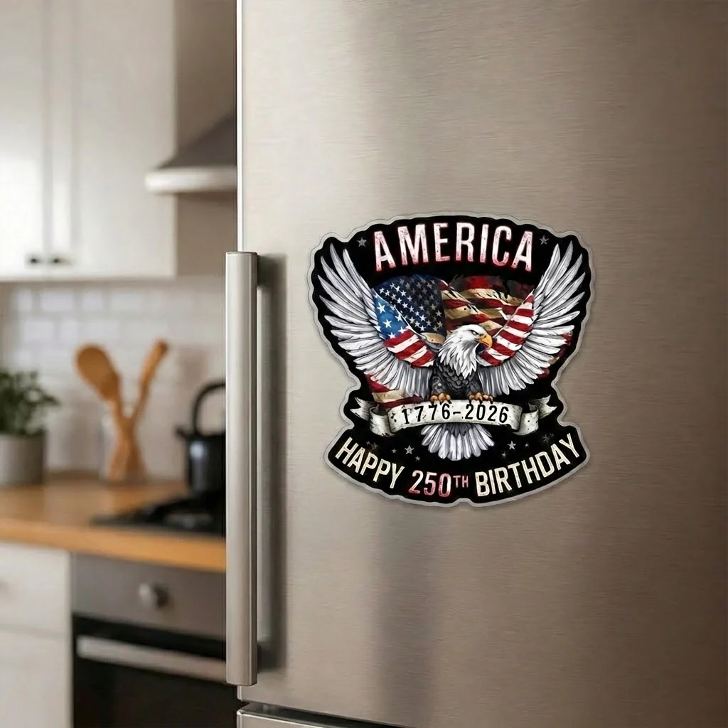 America Happy 250th Birthday - Shape Acrylic Fridge Magnet - Patriotic Gift For Family HN02 - Image 3