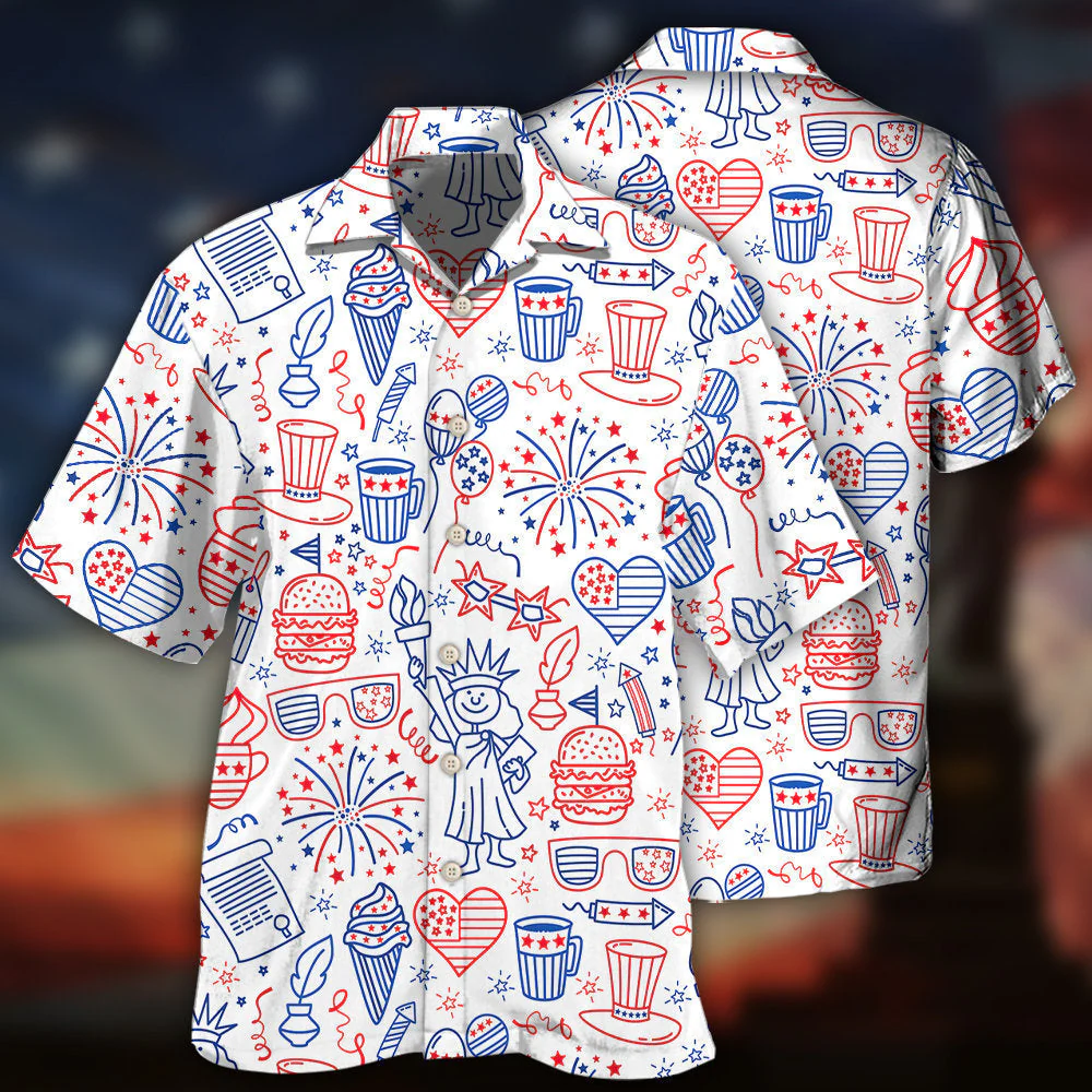 America Independence Day Fourth Of July Cool Art Hawaiian Shirt - Image 2