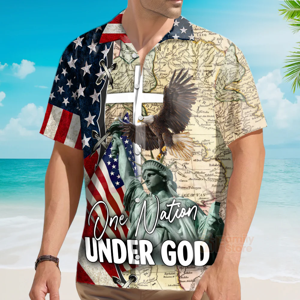 America Liberty One Nation Under God Hawaiian Shirt - KLZ1072447Lb - Image 3