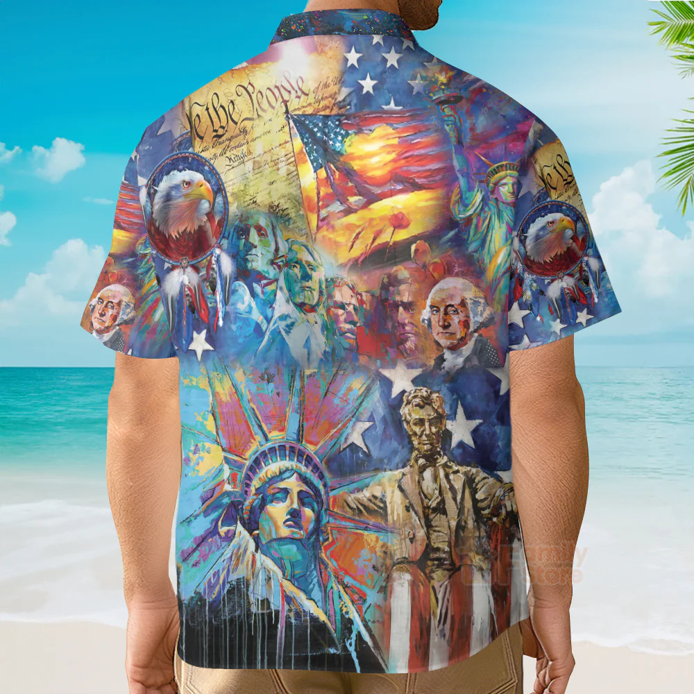 America My Patriotic Heart Beats Red White And Blue Hawaiian Shirt - Image 4
