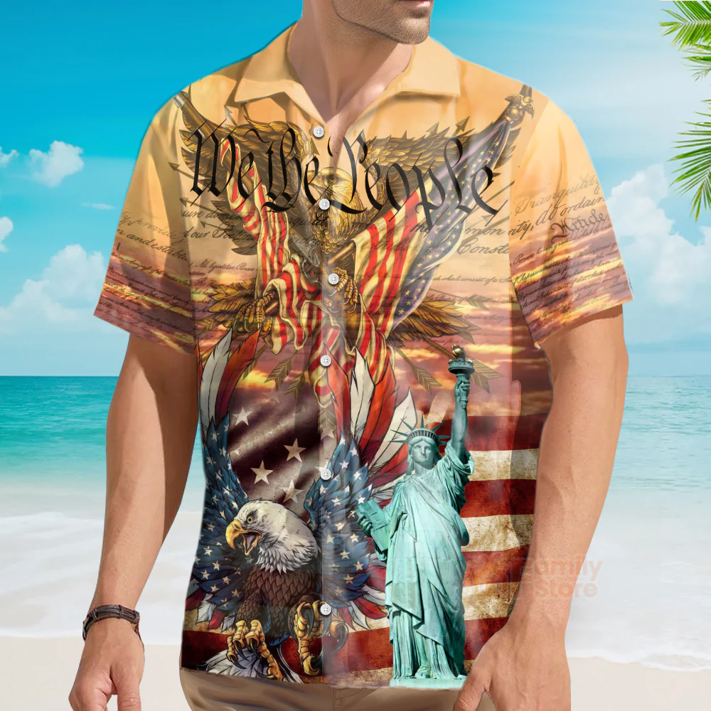 America Patriotism Eagle - Hawaiian Shirt - Image 4