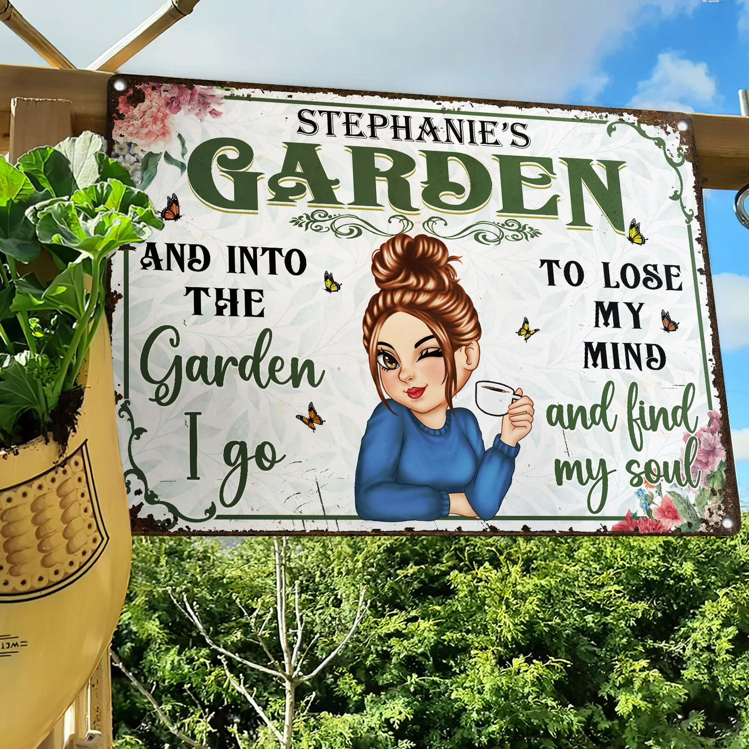And Into The Garden I Go - Personalized Metal Sign - Gift For Gardening Lovers | CLGOD04 NA94