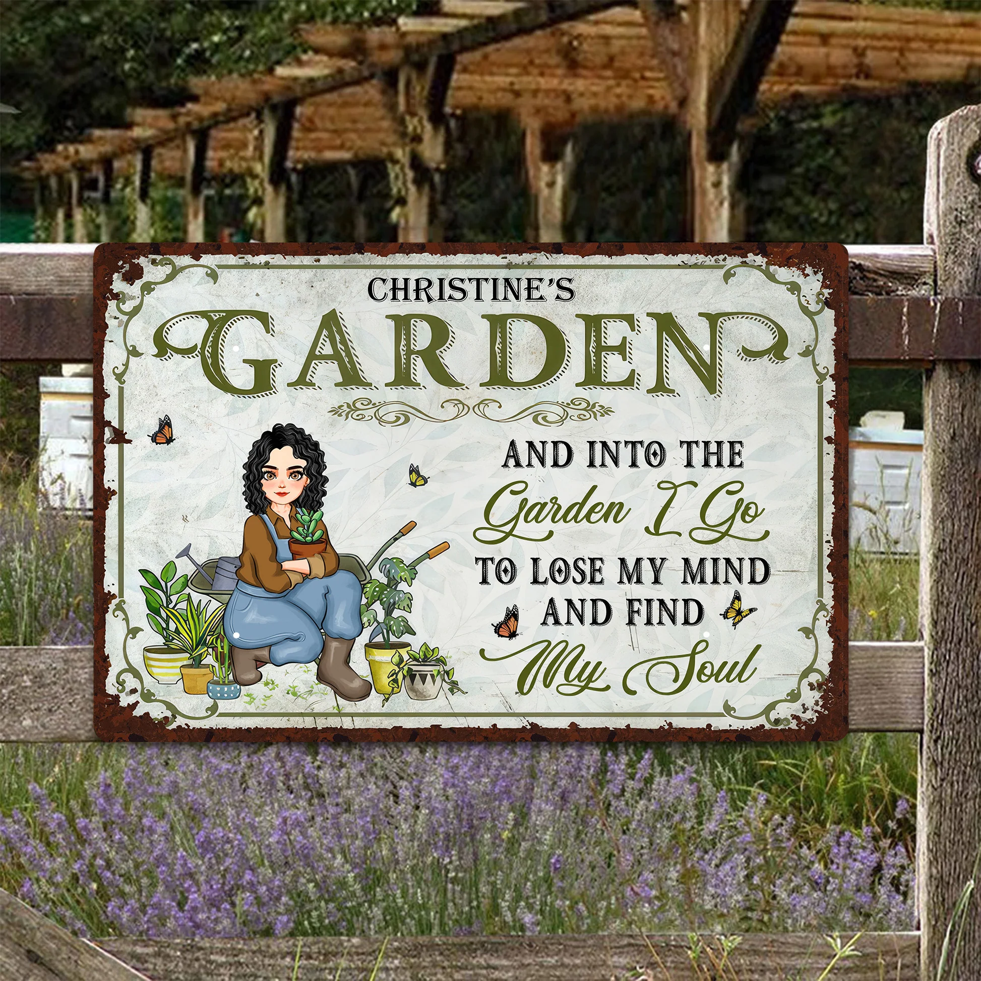 And Into The Garden I Go To Lose My Mind And Find My Soul - Personalized Metal Sign - Gift For Mom, Grandma, Mothers Day, Plant Lovers | GR17 NA94 - Image 2