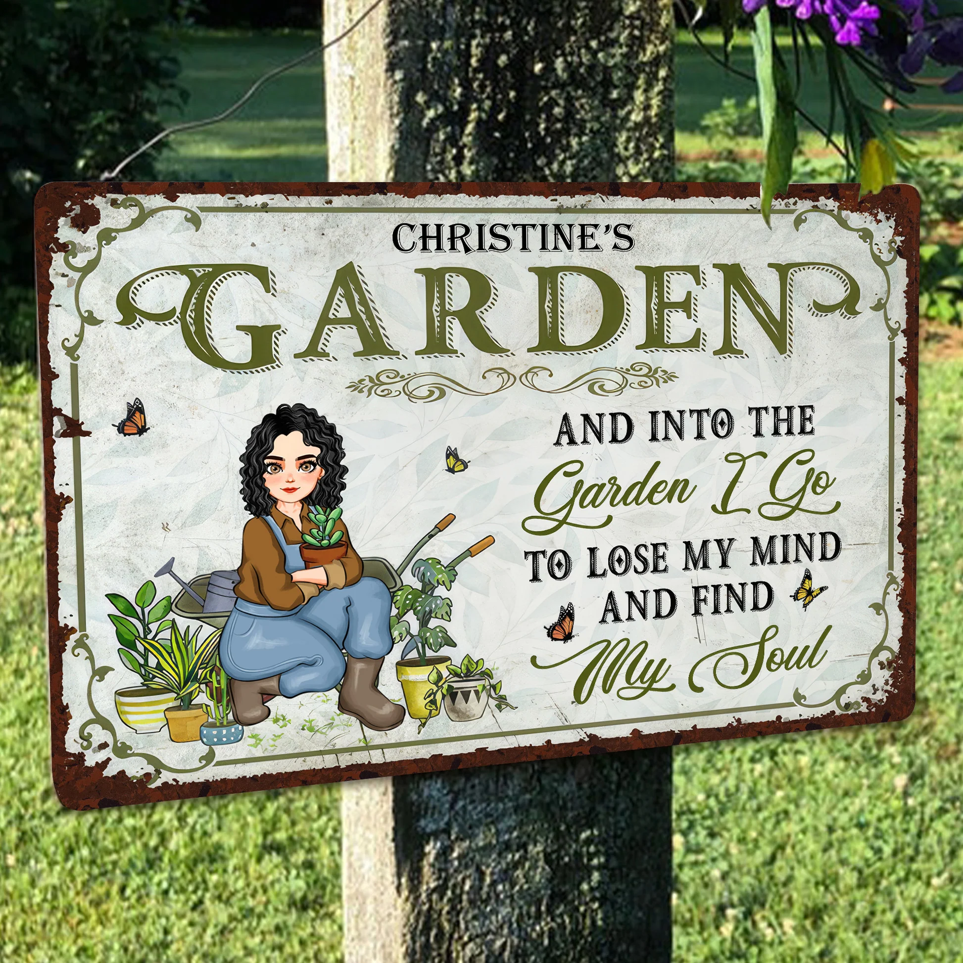 And Into The Garden I Go To Lose My Mind And Find My Soul - Personalized Metal Sign - Gift For Mom, Grandma, Mothers Day, Plant Lovers | GR17 NA94 - Image 3