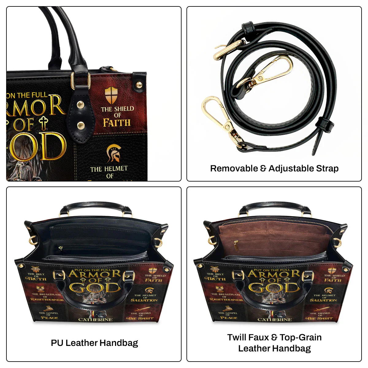 Armor Of God - Personalized Leather Handbag - Image 6